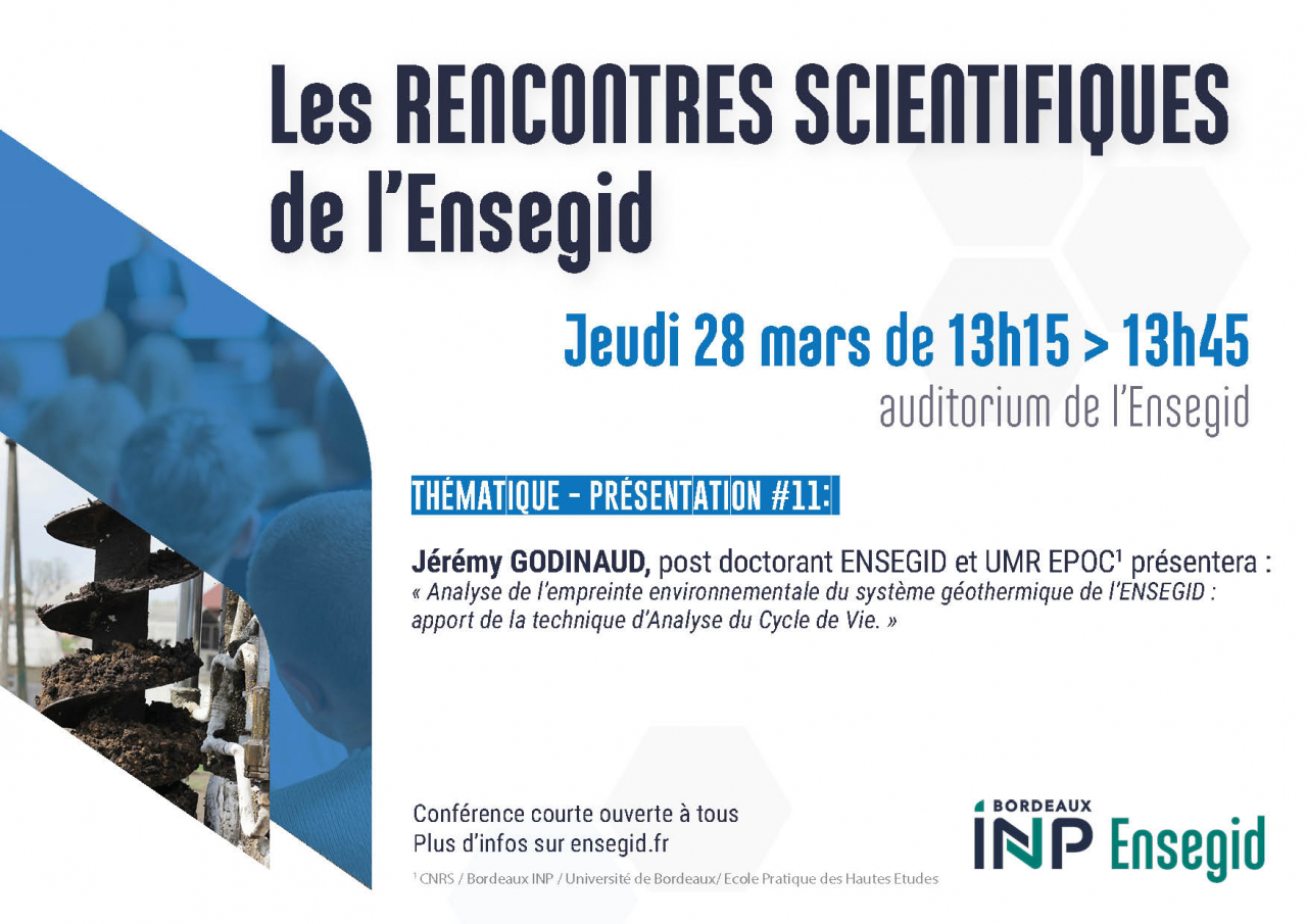 Rencontres Scientifiques #11 de l'ENSEGID : Jérémy Godinaud Rencontres Scientifiques #11 de l'ENSEGID : Jérémy Godinaud
